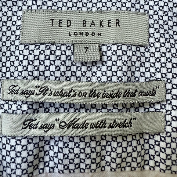 Ted Baker London Mens Orange Mybow Mini Leaf Print SS Shirt - Size 7 (Large) - Picture 8 of 12